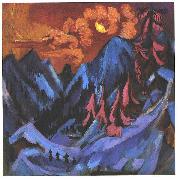 Ernst Ludwig Kirchner Winter moon landscape oil